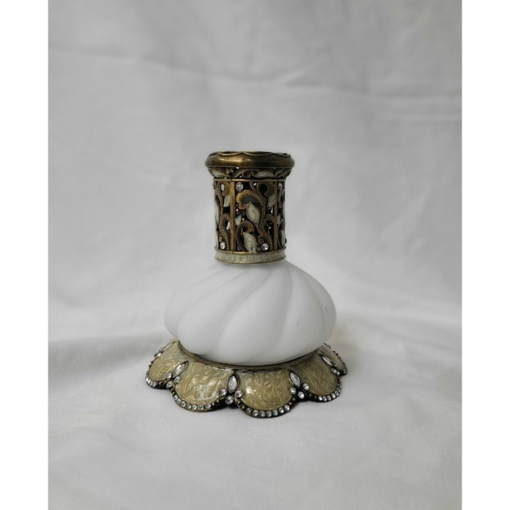 Alexandria's Winter Frost Fragrance Oil Lamp Enamel Bejeweled Frosted Glass
